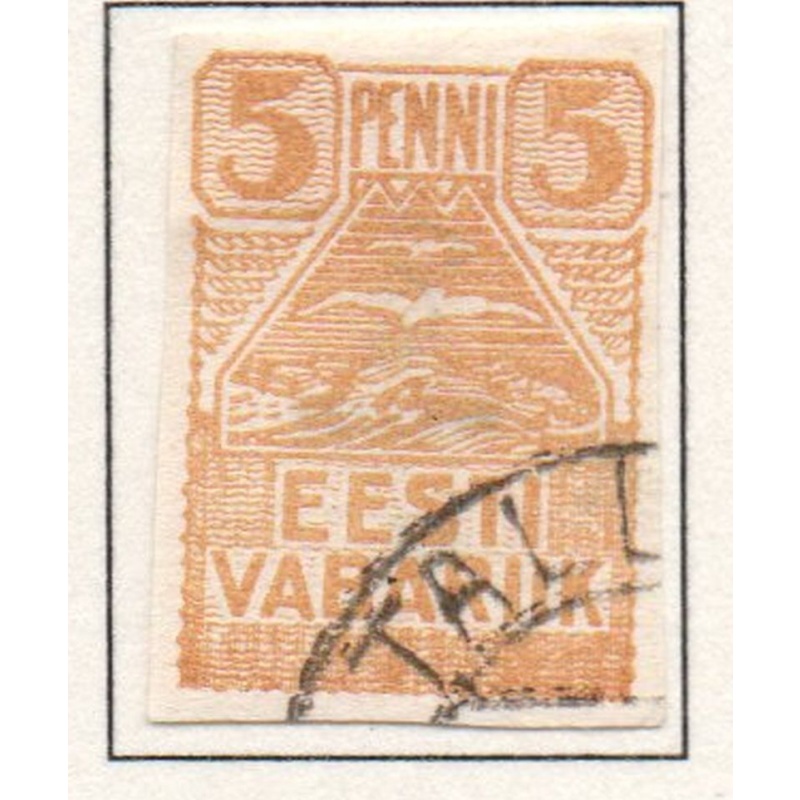 Estonia Sc 27 1919 5 p yellow gulls stamp used