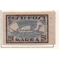 Estonia Sc 37 1920 25 m ultra & black brown Viking Ship stamp mint