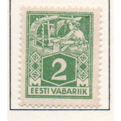 Estonia Sc 67 1922 2m yellow green weaver stamp mint