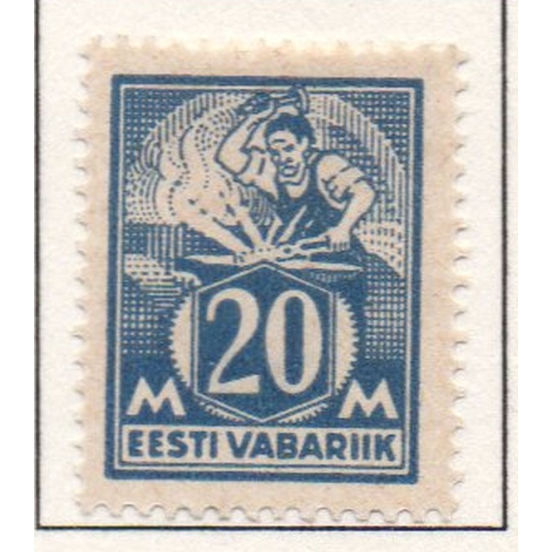 Estonia Sc 75 1925 20 m ultra blacksmith stamp mint