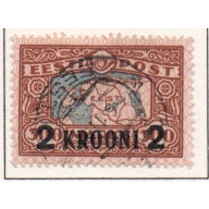 Estonia Sc 106 1930 2 Kroon overprint on Map stamp used