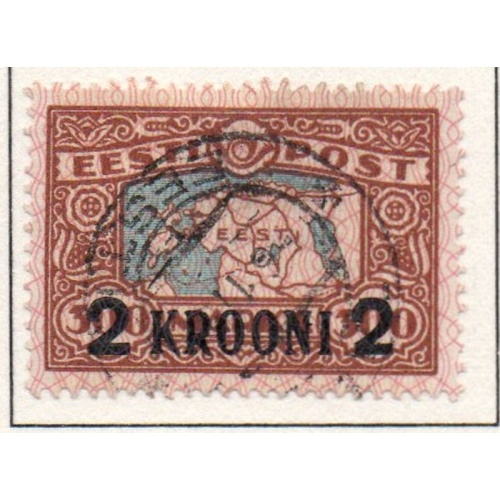 Estonia Sc 106 1930 2 Kroon overprint on Map stamp used