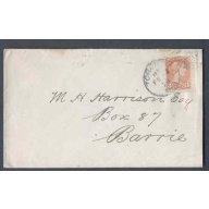 Canada-cover #9773-3c Small Queen-York Cnty-Toronto,Ont duplex-AM Fe 12 1879- B/S Barrie 9