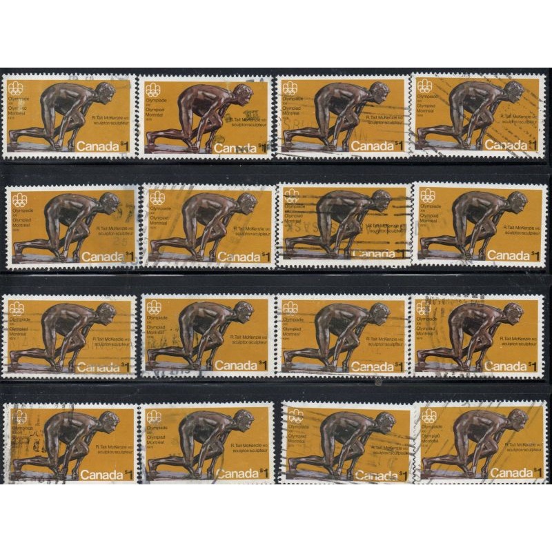 Canada Sc  656 1975  $1 Sprinter stamp 16 used copies