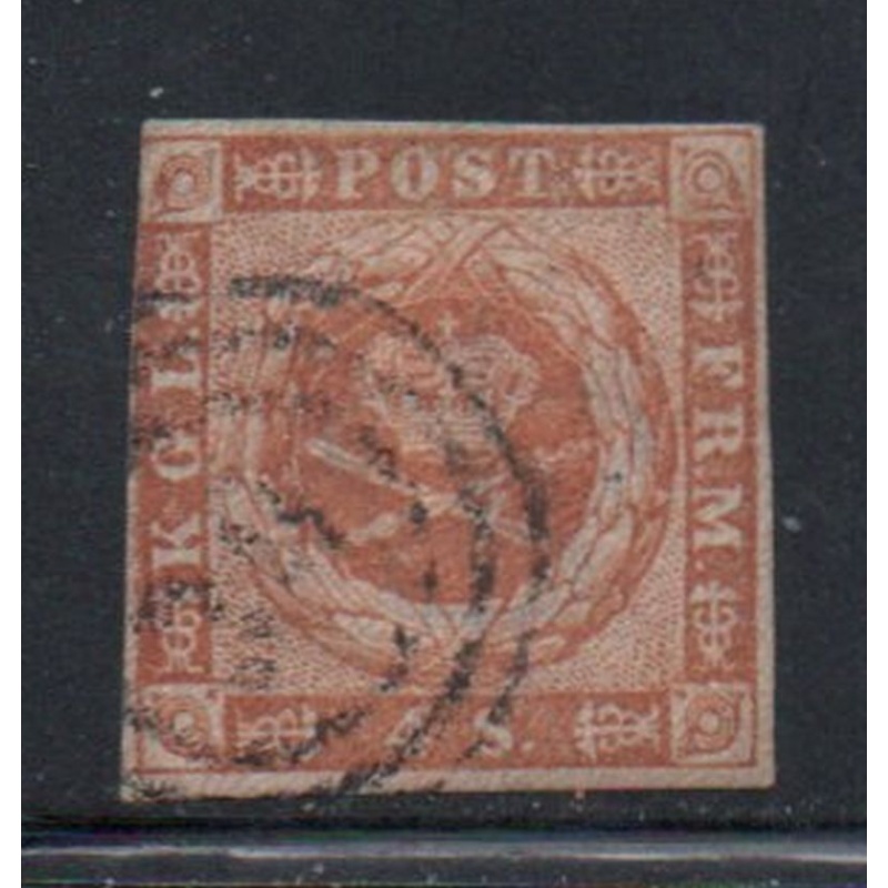 Denmark Sc 11 1854 4 s Royal Emblems stamp used