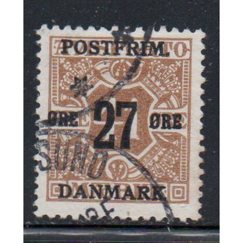 Denmark Sc 153 1918 27 ore ovpt on  41 ore newspaper stamp used