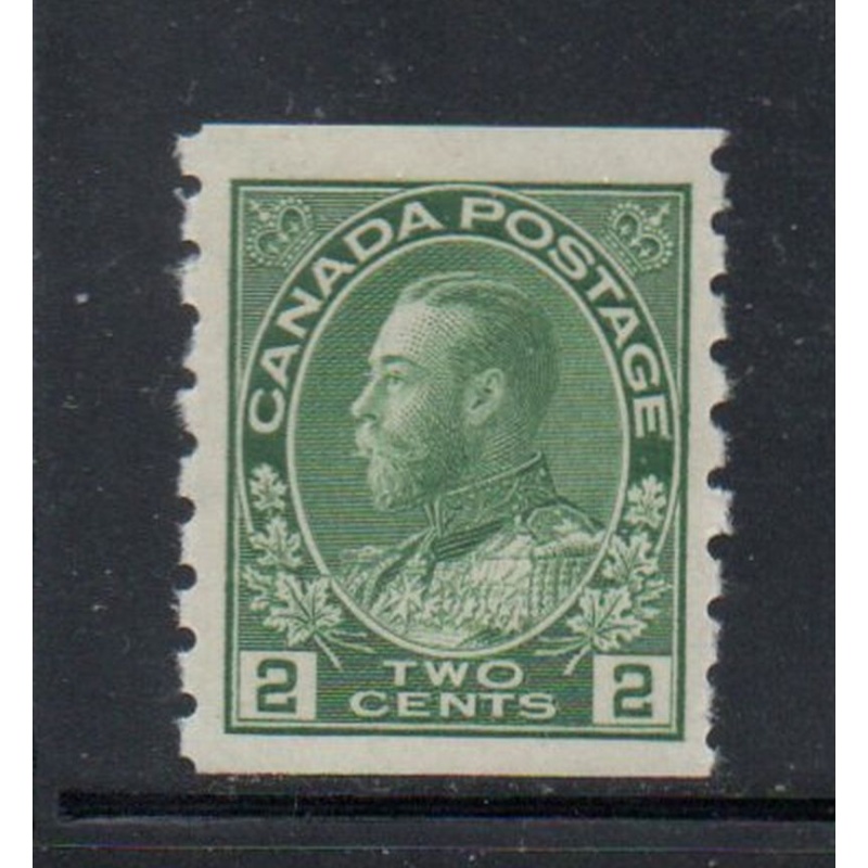 Canada Sc  128 1922 2 c green G V Admiral coil stamp mint