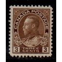 Canada Sc 108 1918 3c brown George V Admiral stamp mint