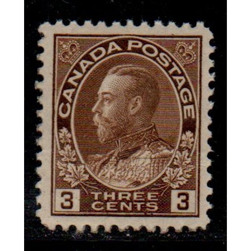 Canada Sc 108 1918 3c brown George V Admiral stamp mint