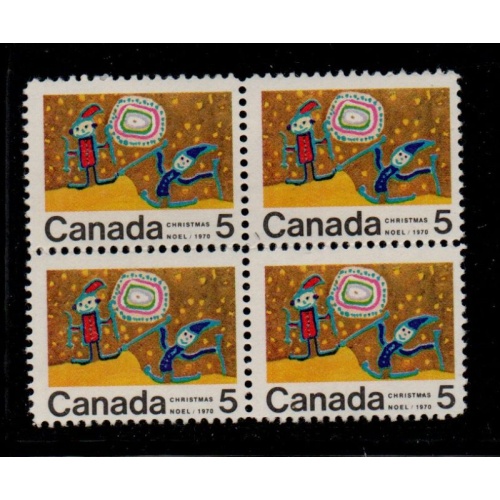 Canada USC 522i, 525i,1970 5 & 6c Christmas Centre blocks of 4 mint NH