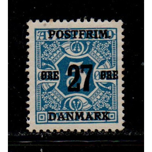 Denmark Sc 146 1918 27 ore on 5 ore Newspaper stamp mint