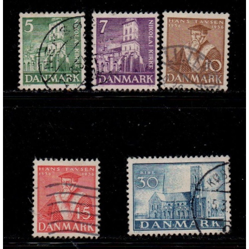 Denmark Sc 252-256 1936 Church Reformation stamp set used