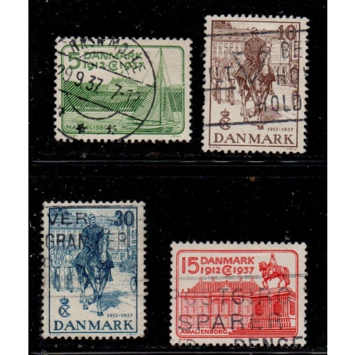 Denmark Sc 258-261 1937 25th Anniversary Christian X stamp set used