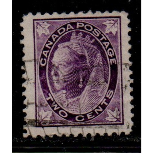 Canada Sc 68 1897 2 c purple Victoria Maple Leaf issue stamp used