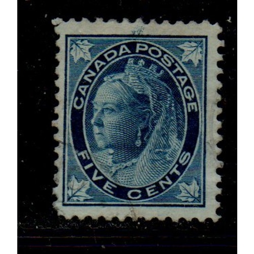 Canada Sc 70 1897 5 c dark blue Victoria Maple Leaf issue stamp used