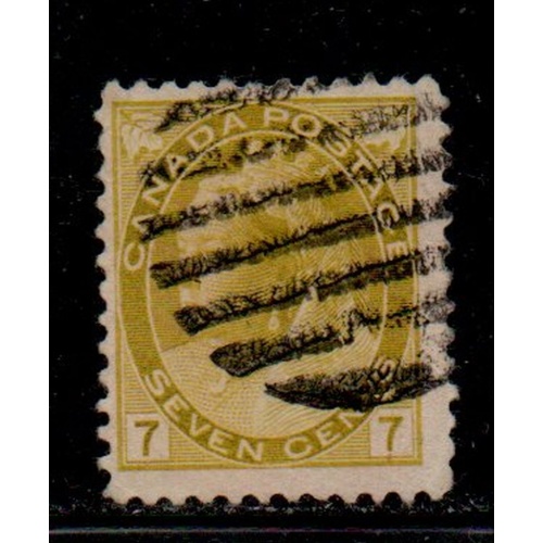 Canada Sc 81 1902 7 c  olive yellow Victoria Numeral issue stamp used
