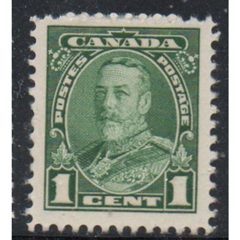 Canada Sc 217 1935 1 c green George V stamp mint