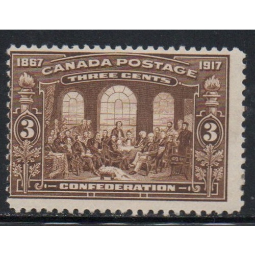 Canada Sc 135 1917 3 c brown 50th Anniversary Confederation stamp mint