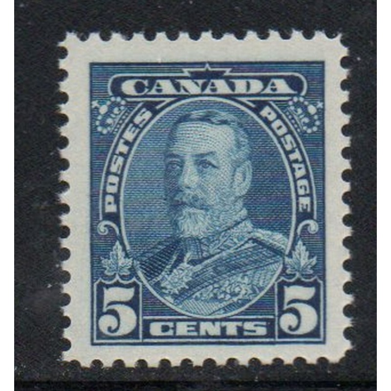 Canada Sc 221 1935 5 c blue George V stamp mint NH
