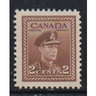 Canada Sc 250 1942 2c brown George VI stamp mint