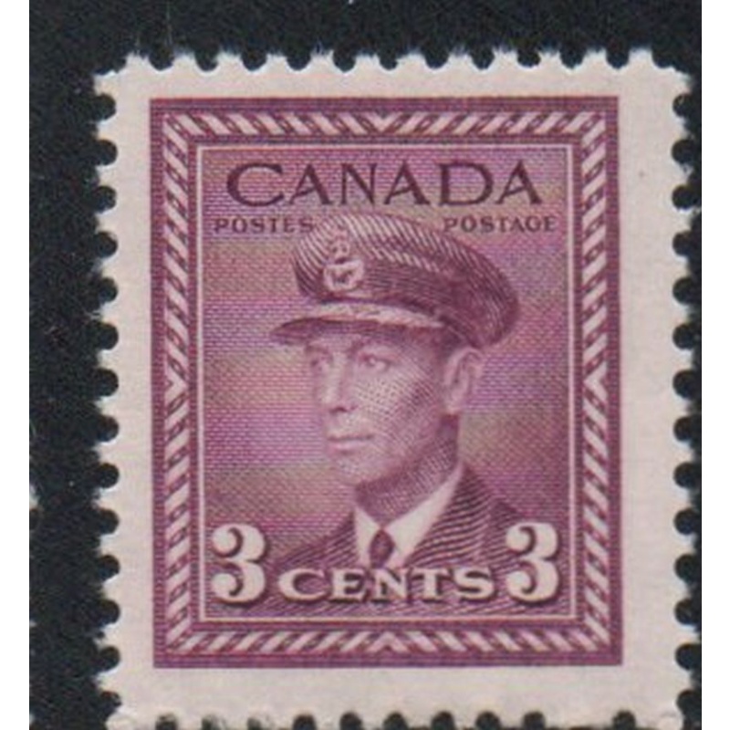 Canada Sc 252 1943  3c rose violet George VI stamp mint