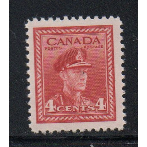 Canada Sc 254 1942  4c dark carmine George VI stamp mint