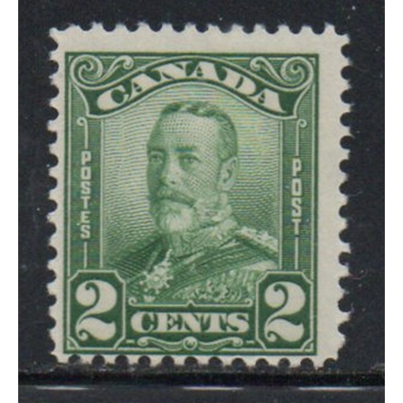 Canada Sc 150 1928 2 c green G V scroll issue stamp mint