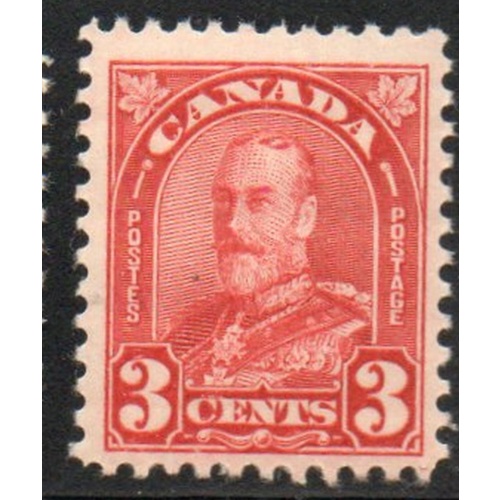 Canada Sc 167 1931 3c deep red George V arch issue stamp mint NH