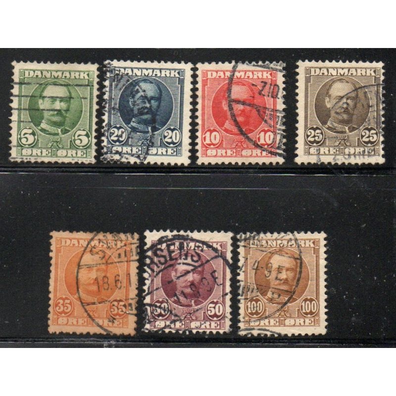 Denmark Sc 72-78 1907-1912 Frederik VIII stamp set used