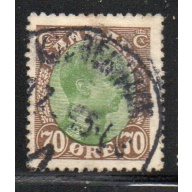Denmark Sc 125 1920 70 ore brown & green Christian X stamp used