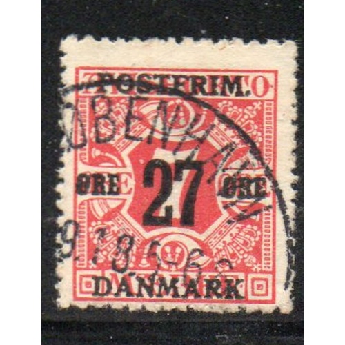 Denmark Sc 147 1918 27 ore overprint on 7 ore  stamp  used