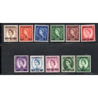 Kuwait Sc 129-139 1956 QE II stamp set mint overprinted KUWAIT
