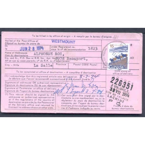 Canada-cover #9842 - 15c Mountain Sheep on AR card - Montreal , PQ - 2 VII 1974