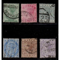 Malta Sc 8-13 1885 Vicotria stamp set used