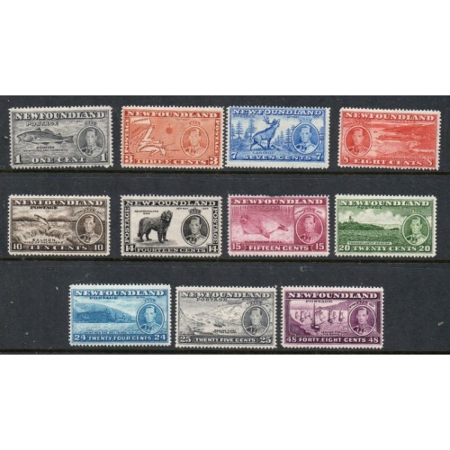 Newfoundland Sc 233-243 1937 George VI Coronation long stamp set mint