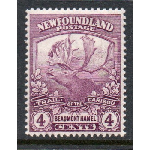 Newfoundland Sc 118 1919 4 c violet Caribou Beaumont Hamel stamp mint