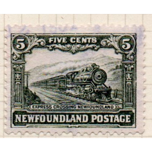Newfoundland Sc 167 1929 5 c train re engraved stamp used
