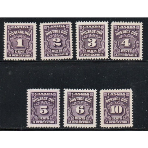 Canada Sc J15-J20 1935-65 Postage Due stamp set mint