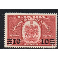 Canada Sc E9 1939 10c on 20 c dark carmine Special Delivery stamp mint