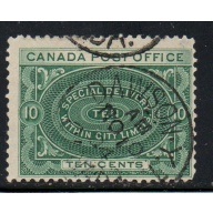 Canada Sc E1 1898 10 c blue green Special Delivery stamp used