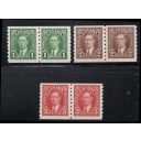 Canada Sc 238-240 1937 George VI  stamp coil pairs set mint NH