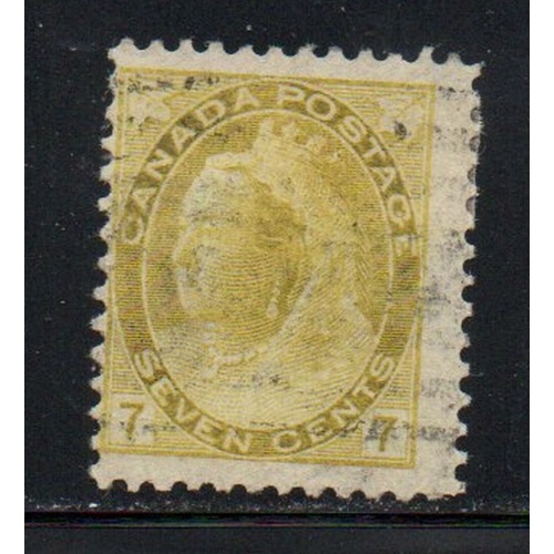 Canada Sc 81 1902 7 c  olive yellow Victoria Numeral issue stamp used
