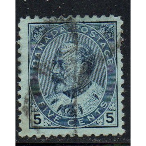 Canada Sc 91 1903 5 c blue Edward VII stamp used