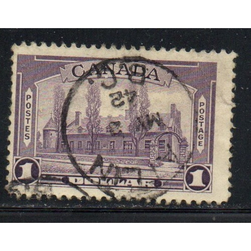 Canada Sc 245 1938 $1 Chateau de Ramezay stamp used