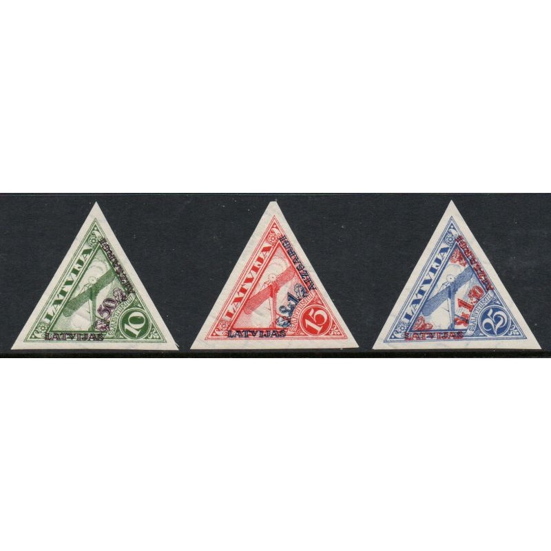 Latvia Sc B3a-B5a 1931 Airmail Home Guards stamp set mint NH imperf