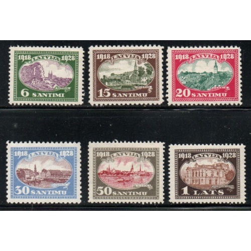 Latvia Sc B34-B39 1928 Views Liberty Memorial stamp set mint