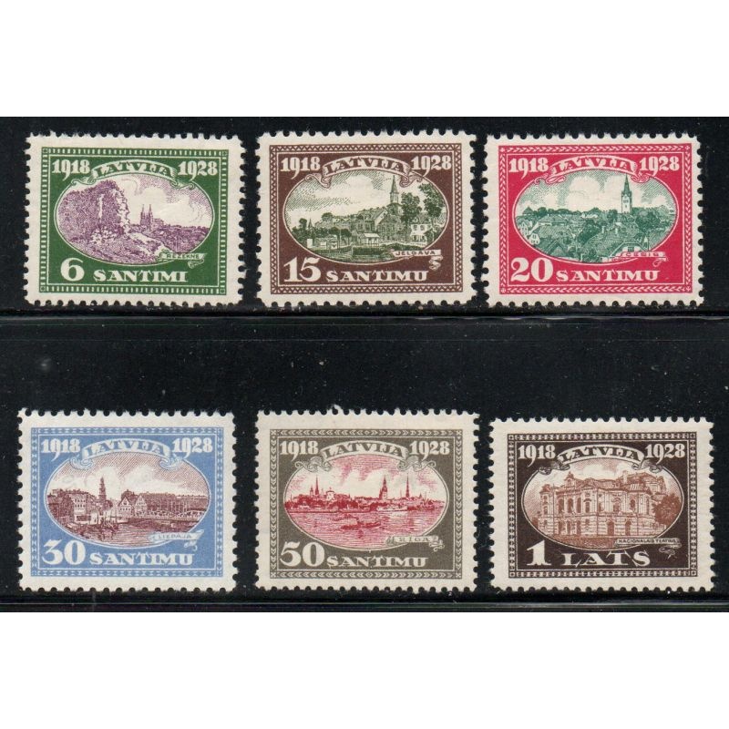 Latvia Sc B34-B39 1928 Views Liberty Memorial stamp set mint