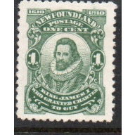 Newfoundland Sc 87 1910 1 c green James I stamp mint