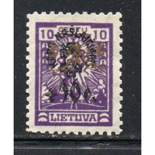 Lithuania Sc B24 1926 1924 10c  + 10c War Orphans surcharge stamp mint
