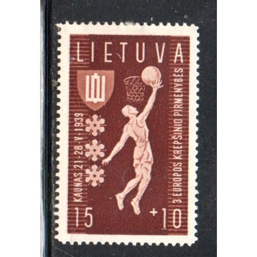 Lithuania Sc B52 1939 15 + 10 Basketball Championships  stamp mint